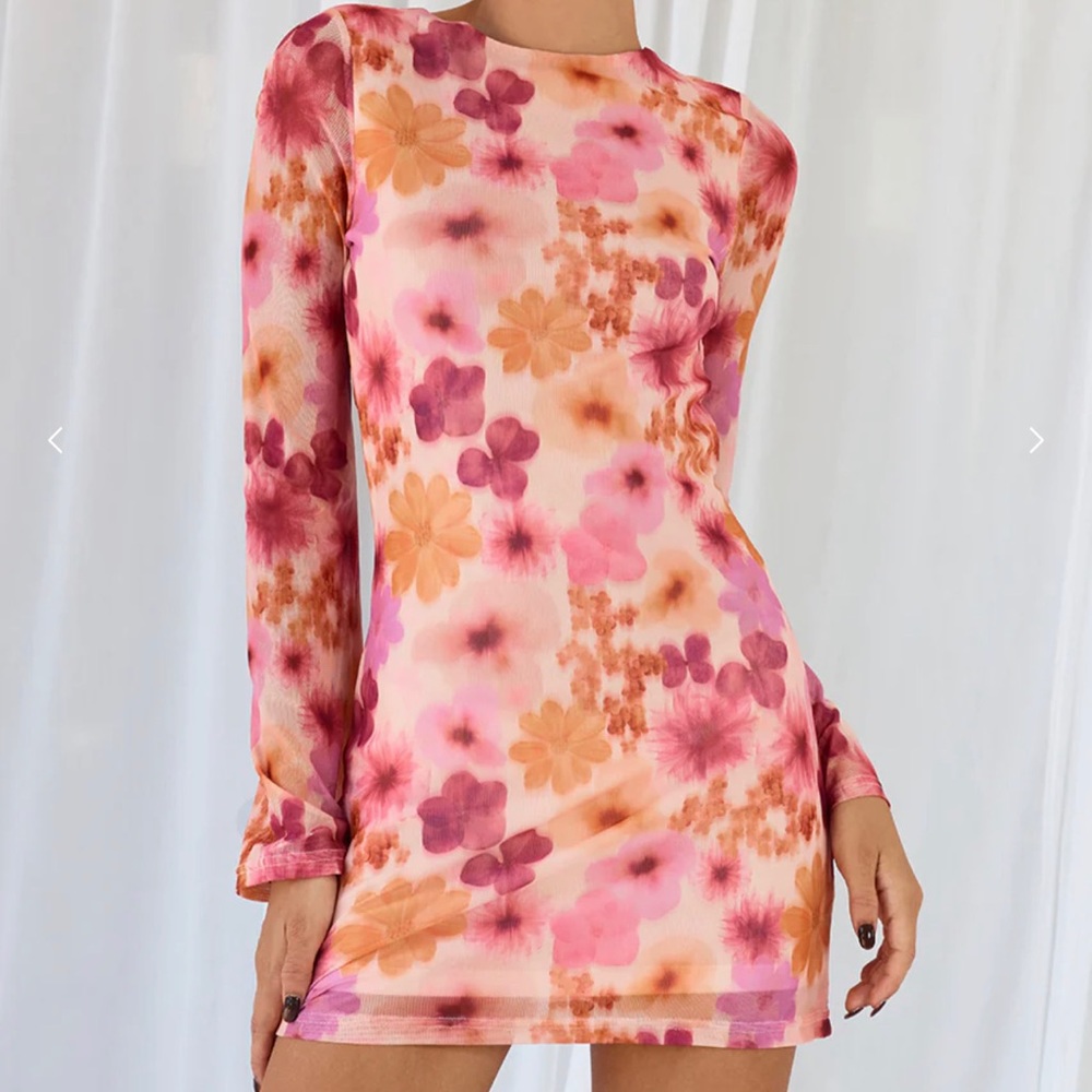 Runaway the Label LANAH MINI DRESS - ORANGE FLORAL | Size Medium